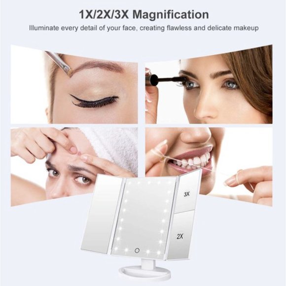 Makeup Mirror with Lights 22 Led Vanity Mirror with 2X/3X Magnification - White - Picture 6 of 8